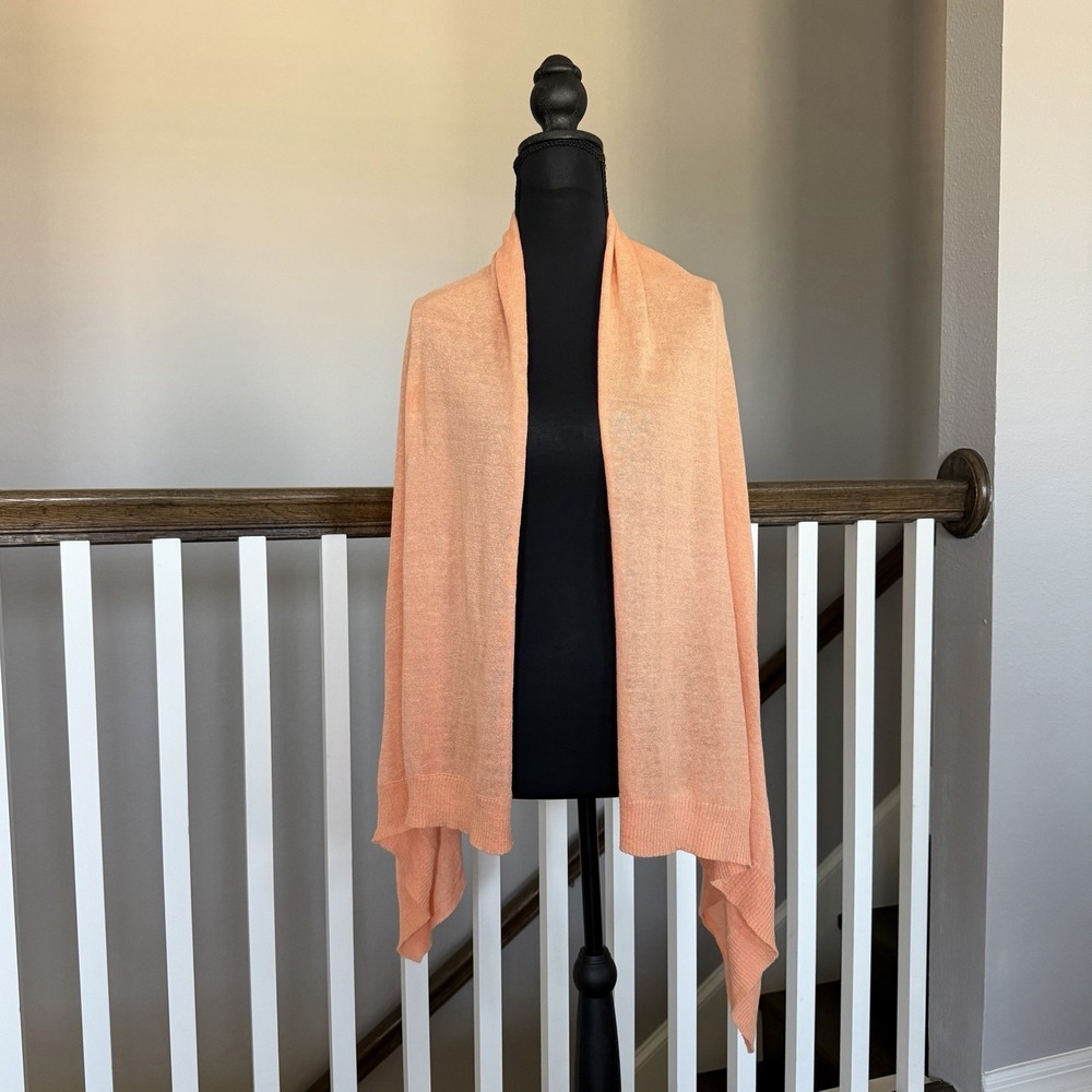 Talbots Linen Blend  Cardigan Shawl‎ XS -S Peach Orange Resort Travel Beach Boho
